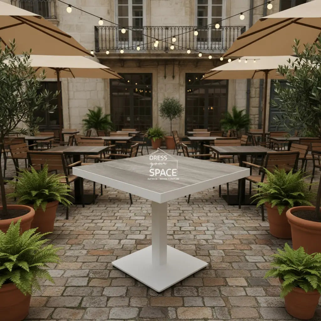 Genoa 80cm Sq Ceramic Top Bistro Table - White(Lillie fix descriptio) (Copy) - Outdoor Bistro Table - DYS Outdoor