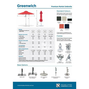 Greenwich Umbrella Standard Black White Stripe | Square - Outdoor Instant Shade