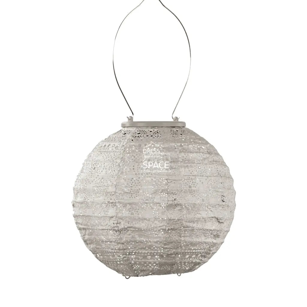 Ikat Round 30 - Light Taupe - Solar Lantern - Outdoor Lighting - Lumiz