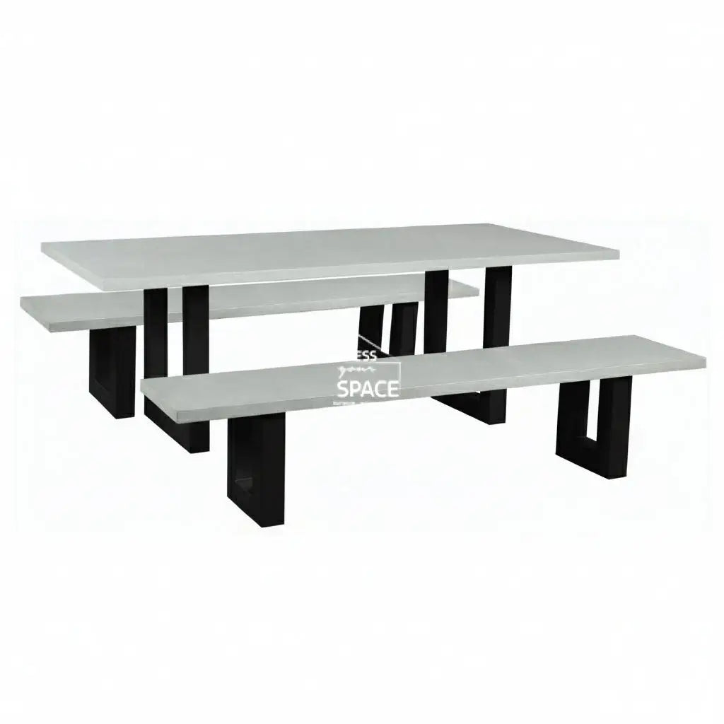 Leon 2.0 - 3 Piece Concrete Set - Black Frame - Outdoor Dining Set - DYS Outdoor