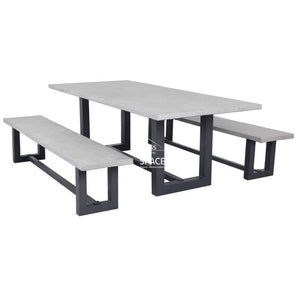 Leon - 3 Piece Concrete Bench Set - Outdoor Dining Set - DYS Outdoor