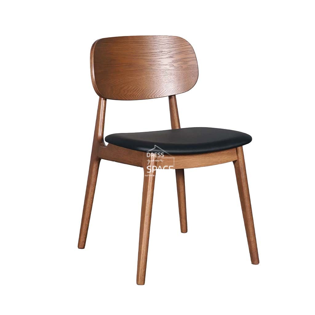 Luanne Dining Chair - Light Walnut Frame / Black PU Seat - Indoor Dining Chair - DYS Indoor