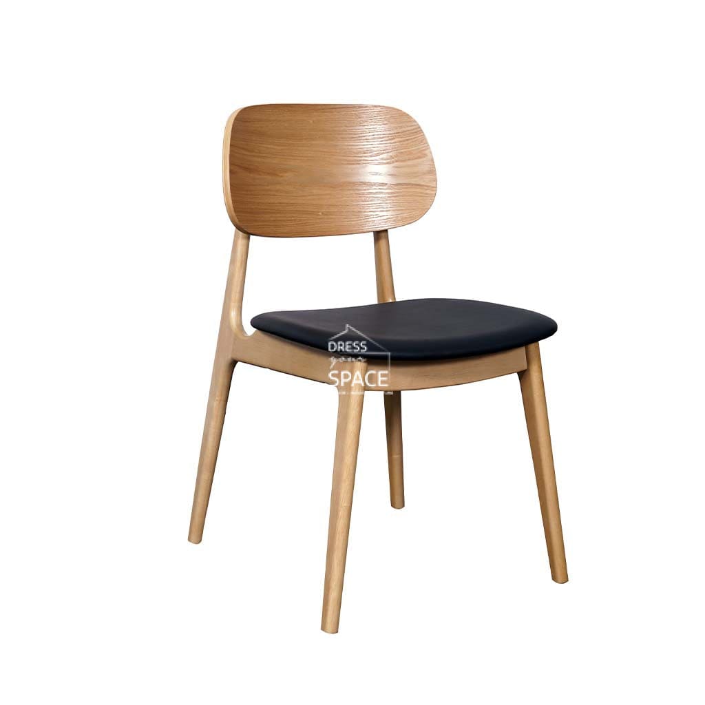 Luanne Dining Chair - Natural Frame / Black PU Seat - Indoor Dining Chair - DYS Indoor