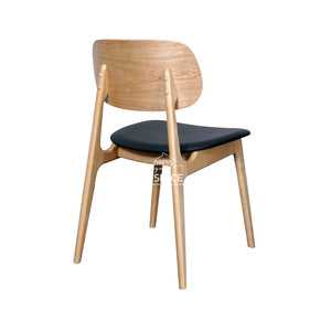 Luanne Dining Chair - Natural Frame / Black PU Seat - Indoor Dining Chair - DYS Indoor
