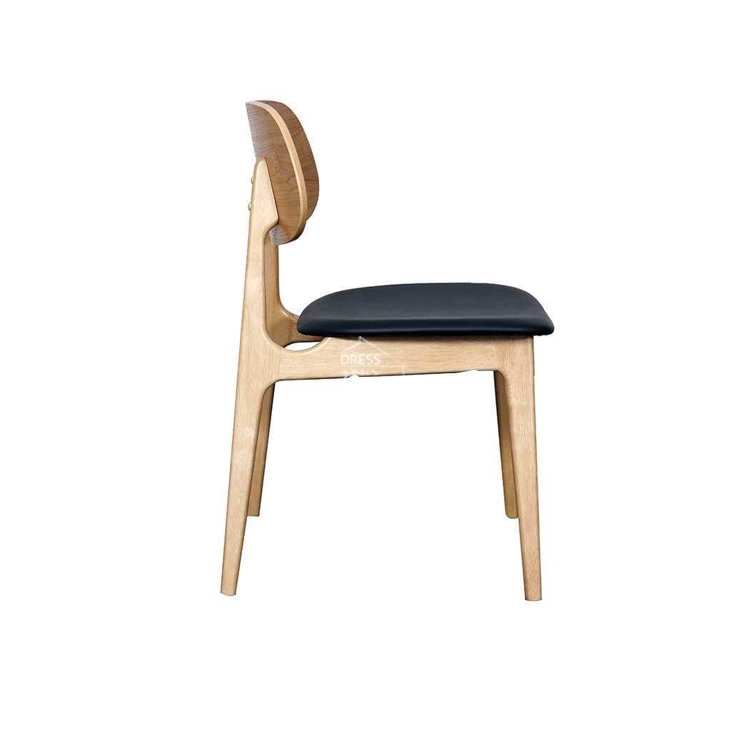 Luanne Dining Chair - Natural Frame / Black PU Seat - Indoor Dining Chair - DYS Indoor