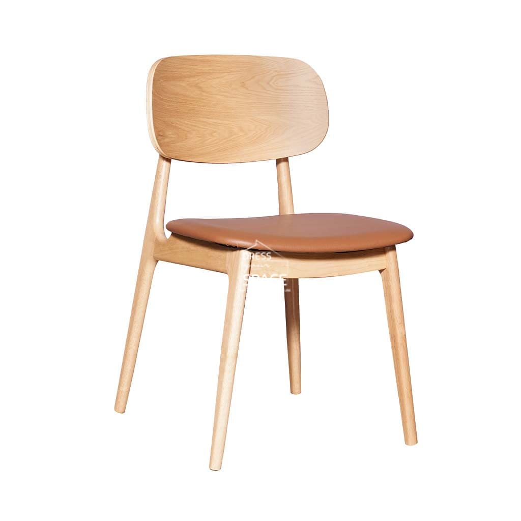 Luanne Dining Chair - Natural Frame / Cognac PU Seat - Indoor Dining Chair - DYS Indoor