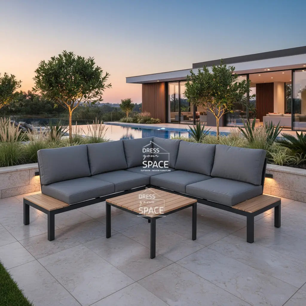 Maddox 3 Piece Corner Lounge - Charcoal - Outdoor Lounge Set - DYS Outdoor