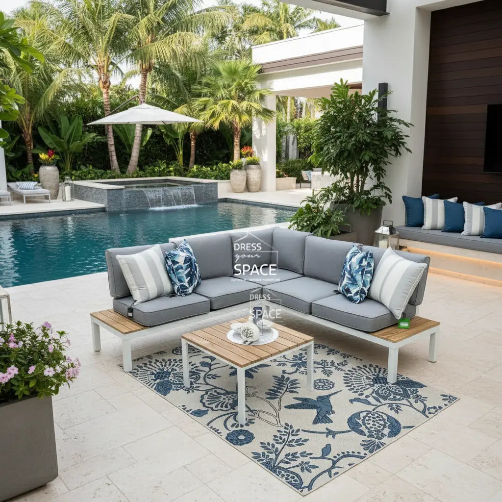 Maddox 3 Piece Corner Lounge - White - Outdoor Lounge Set - DYS Outdoor