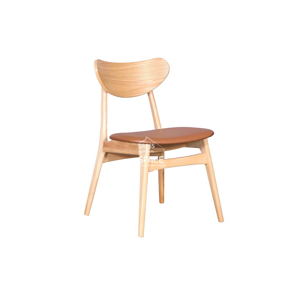 Martina Chair - Natural Frame / Cognac PU Seat - Indoor Dining Chair - DYS Indoor