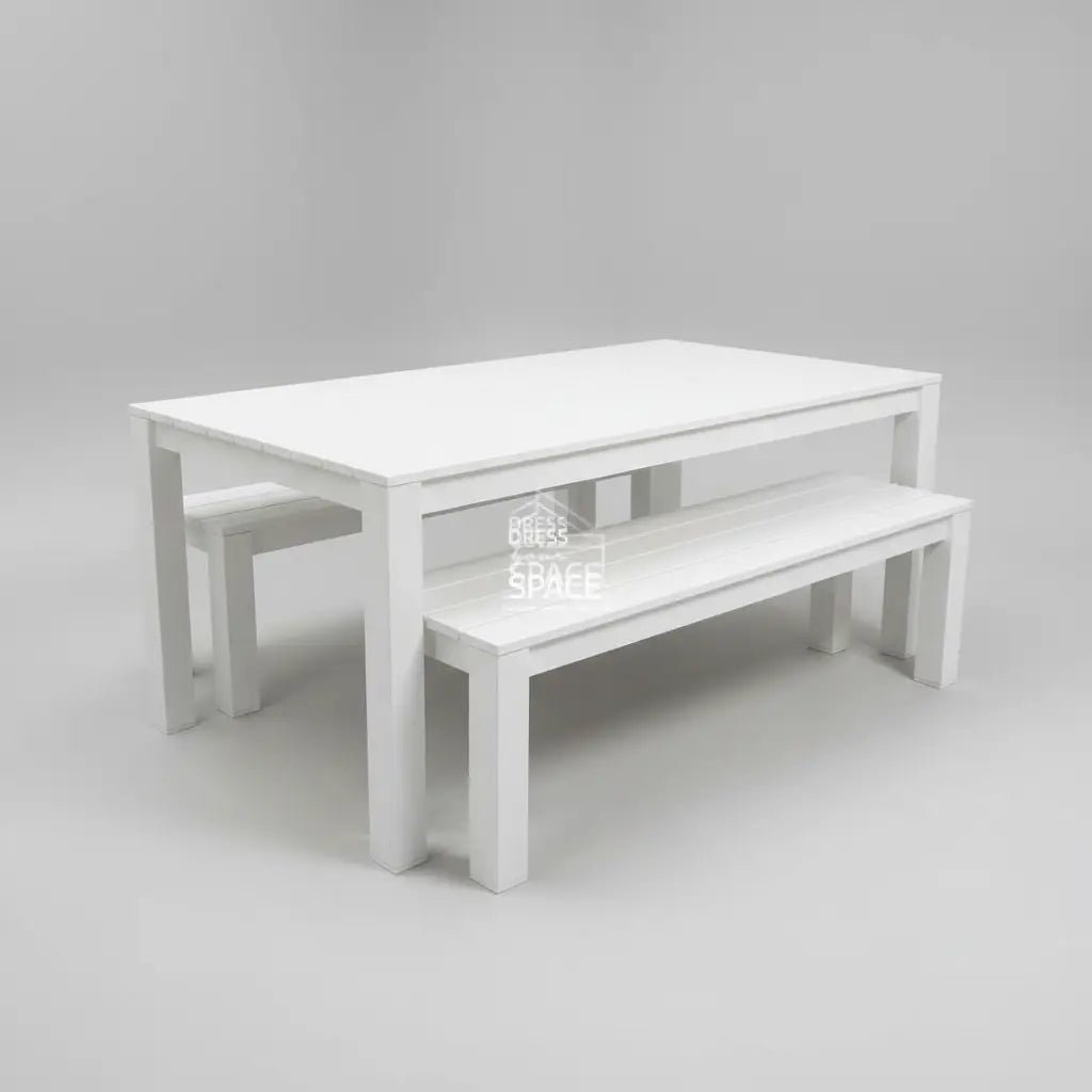 Mercury - 3 Piece White Aluminium Bench Set (2 Sizes) - Outdoor Dining Set - DYS Outdoor