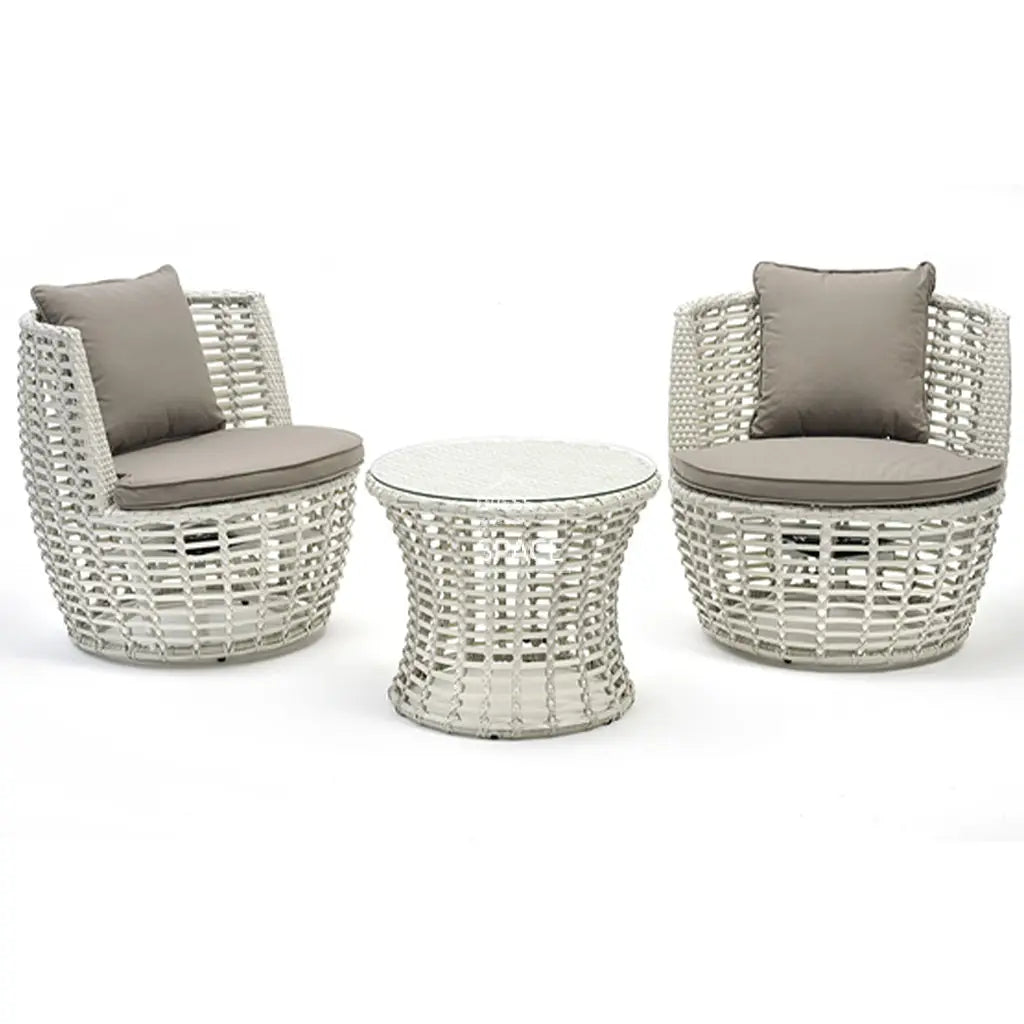Monza 3 Piece Swivel - Grey White - Outdoor Swivel Set - DYS Outdoor