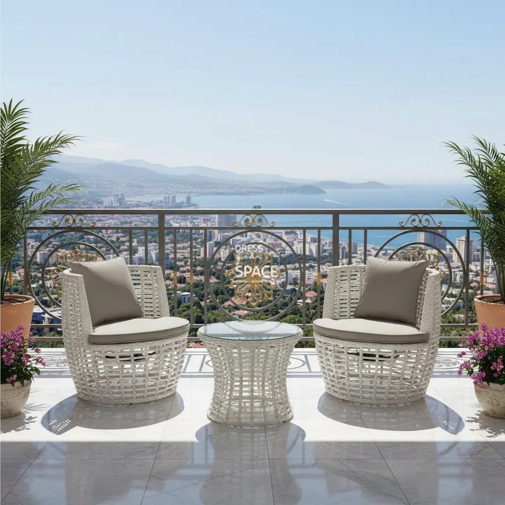 Monza 3 Piece Swivel - Grey White - Outdoor Swivel Set - DYS Outdoor