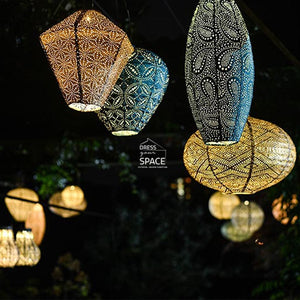 Marrakesh Round 30 - Petrol Solar Lantern Outdoor Lighting Lumiz