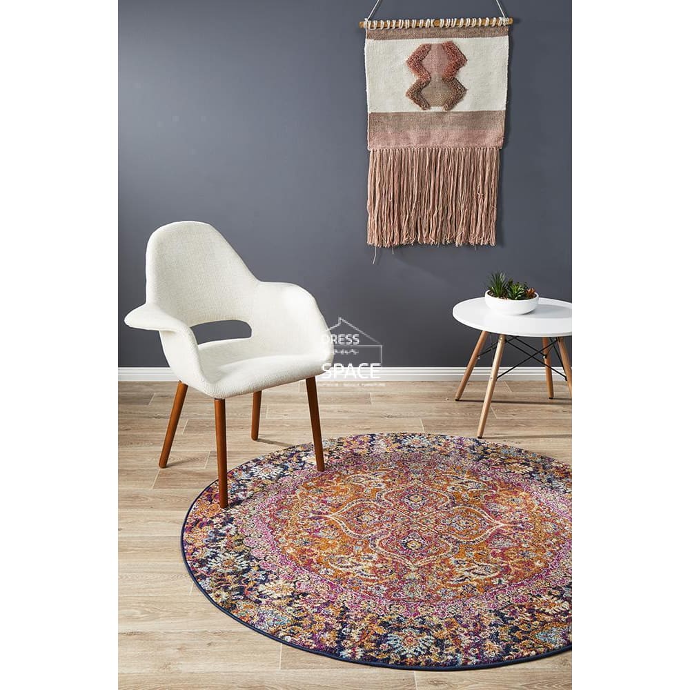 Museum Preston Multi Coloured Round Rug