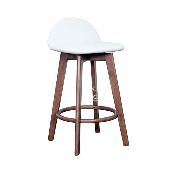 Nadia Counter Stool - Light Walnut Frame / White PU Seat - Indoor Counter Stool - DYS Indoor