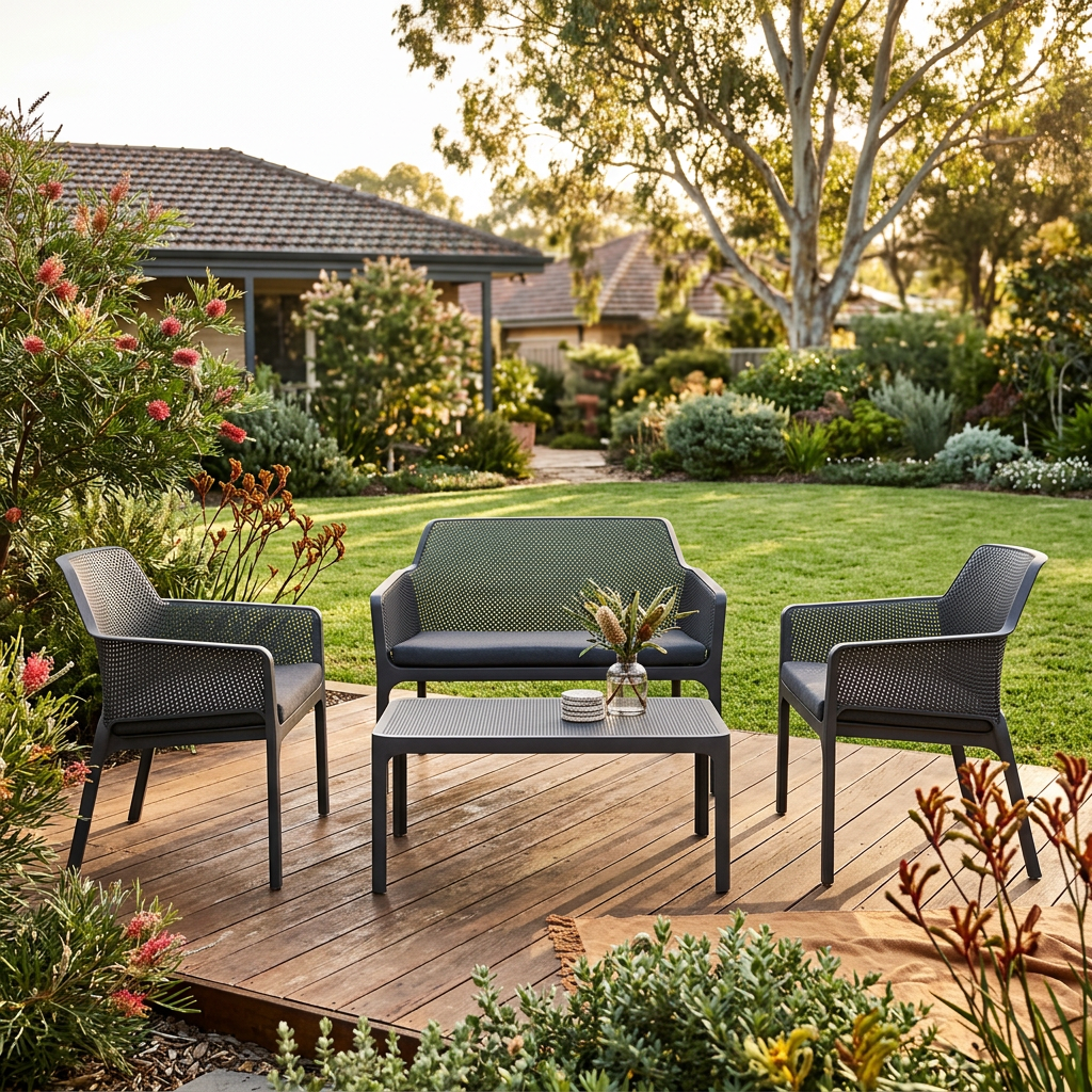 Nardi Net Relax 4 or 7 Piece Lounge Set - Anthracite (Charcoal)