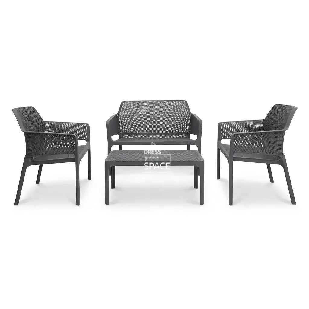 Nardi Net Relax 4 or 7 Piece Lounge Set - Anthracite (Charcoal)