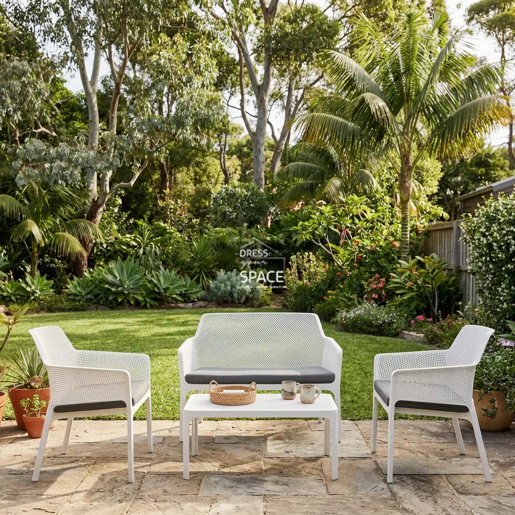 Nardi Net Relax 4 or 7 Piece Lounge Set - Bianco (White) - Outdoor Lounge Set - Nardi