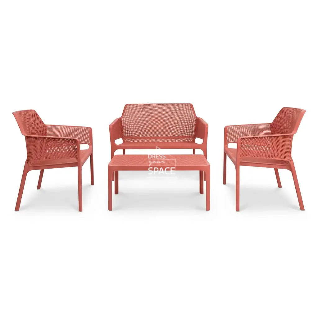 Nardi Net Relax 4 or 7 Piece Lounge Set - Corallo (Coral) - Outdoor Lounge Set - Nardi