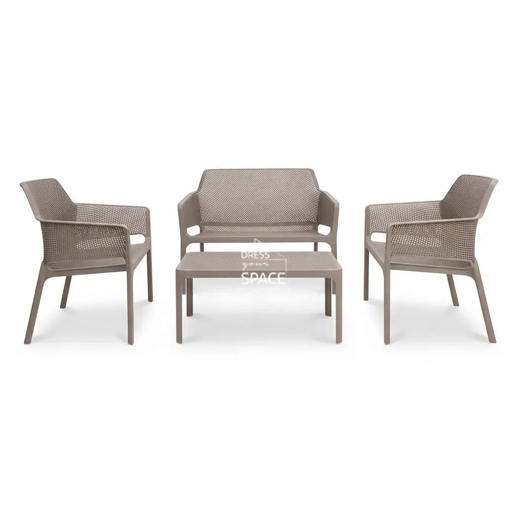 Nardi Net Relax 4 or 7 Piece Lounge Set - Tortora (Taupe) - Outdoor Lounge Set - Nardi