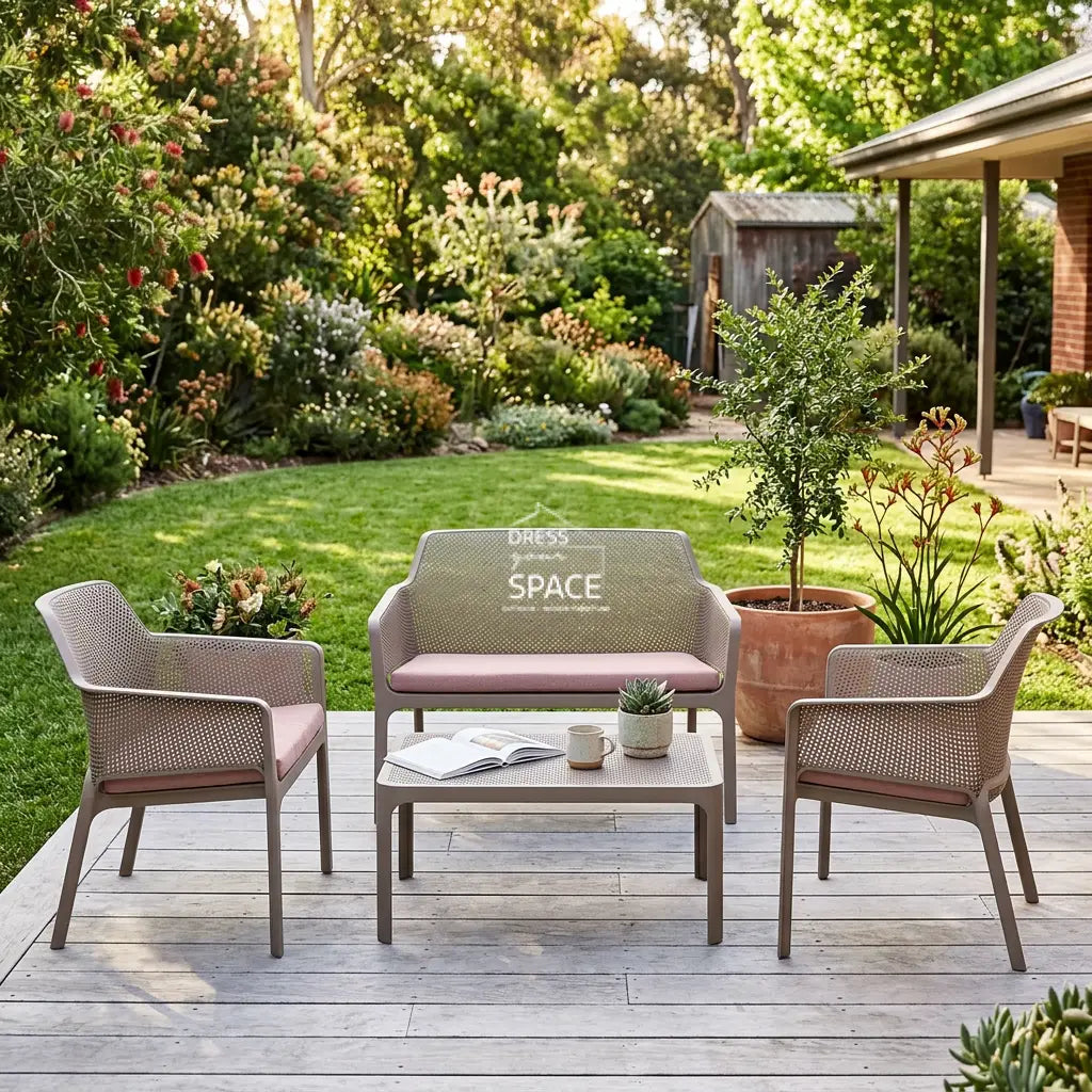 Nardi Net Relax 4 or 7 Piece Lounge Set - Tortora (Taupe) - Outdoor Lounge Set - Nardi