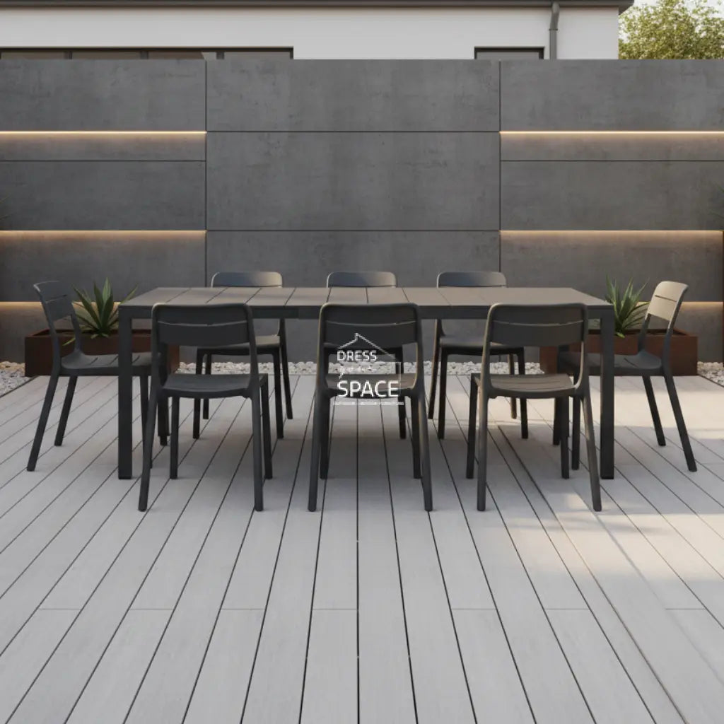 Nardi Rio Aluminium Anthracite Ext. & Cassia Anthracite Armless Chairs 7 9 or 11 piece Dining Setting - Outdoor Dining Set - Nardi