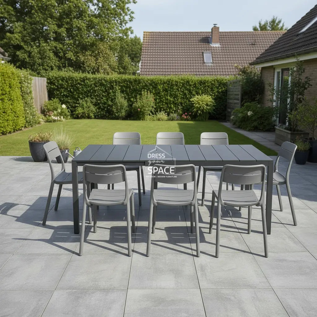Nardi Rio Aluminium Anthracite Ext. & Cassia Basalto Armless Chairs 7 9 or 11 piece Dining Setting - Outdoor Dining Set - Nardi