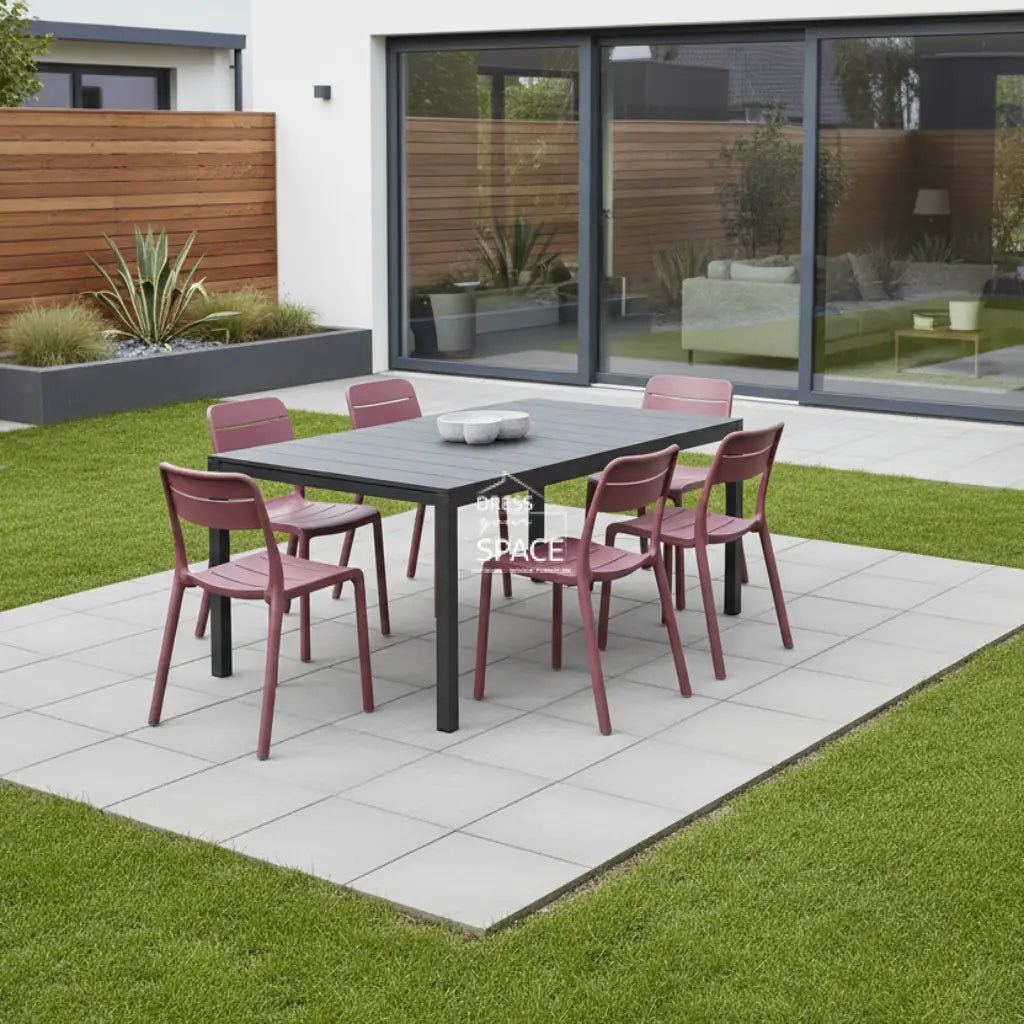 Nardi Rio Aluminium Anthracite Ext. & Cassia Borgogna Armless Chairs 7 9 or 11 piece Dining Setting - Outdoor Dining Set - Nardi