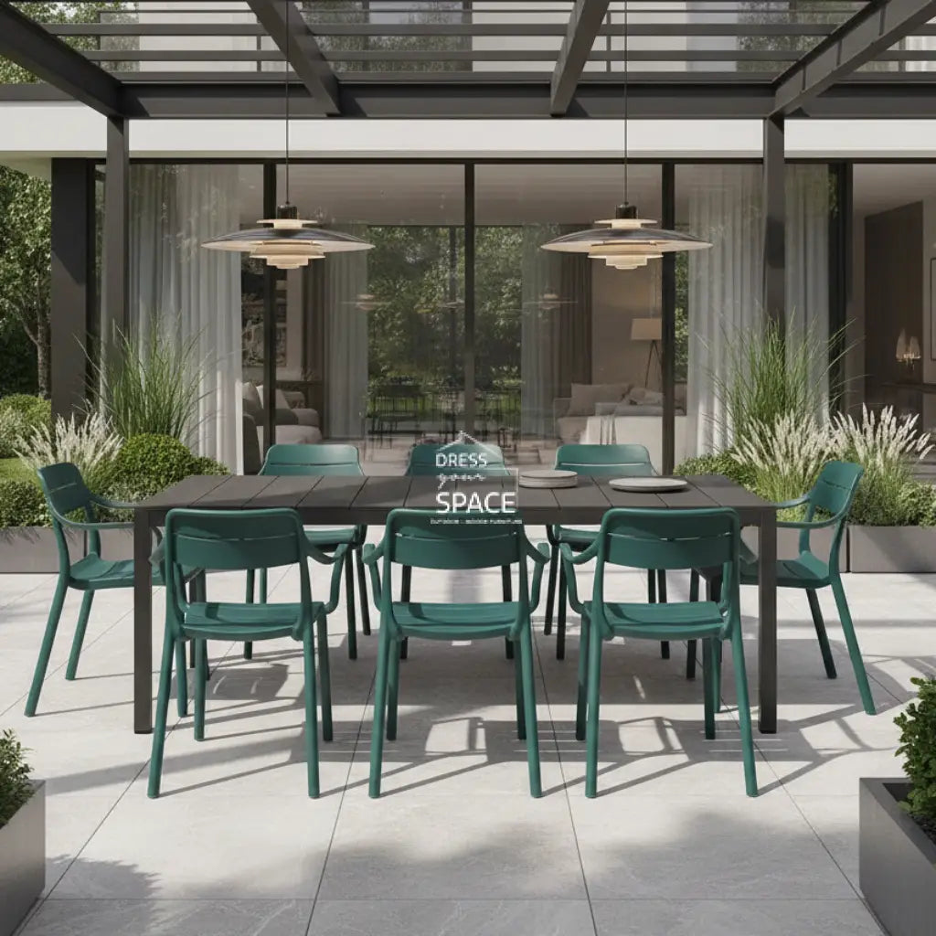 Nardi Rio Aluminium Anthracite Ext. & Cassia Maya Arm Chairs 7 9 or 11 piece Dining Setting - Outdoor Dining Set - Nardi