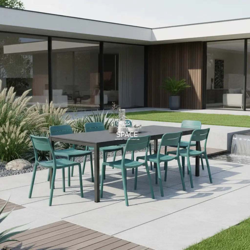 Nardi Rio Aluminium Anthracite Ext. & Cassia Maya Armless Chairs 7 9 or 11 piece Dining Setting - Outdoor Dining Set - Nardi
