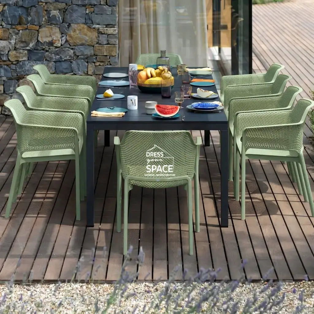 Nardi Rio Aluminium Extension Anthracite Table & Net Agave (Green) Chair 7 9 or 11 piece Dining Setting - Outdoor Dining Set - Nardi