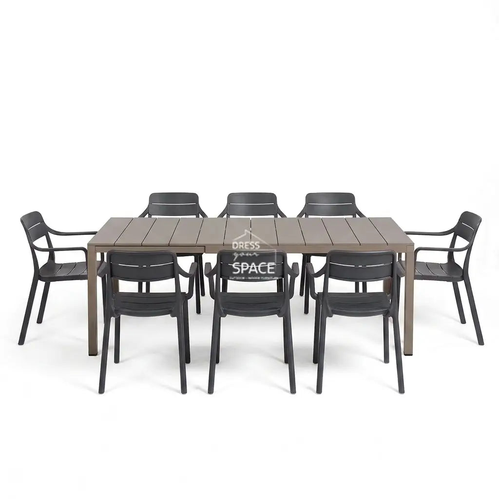 Nardi Rio Aluminium Taupe Ext. & Cassia Anthracite Arm Chairs 7 9 or 11 piece Dining Set - Outdoor Dining Set - Nardi