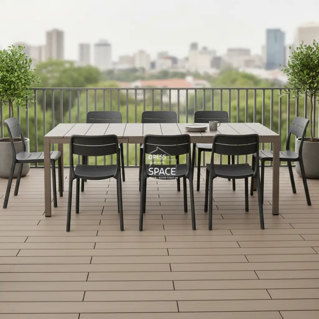 Nardi Rio Aluminium Taupe Ext. & Cassia Anthracite Armless Chairs 7, 9 or 11 piece Dining Setting
