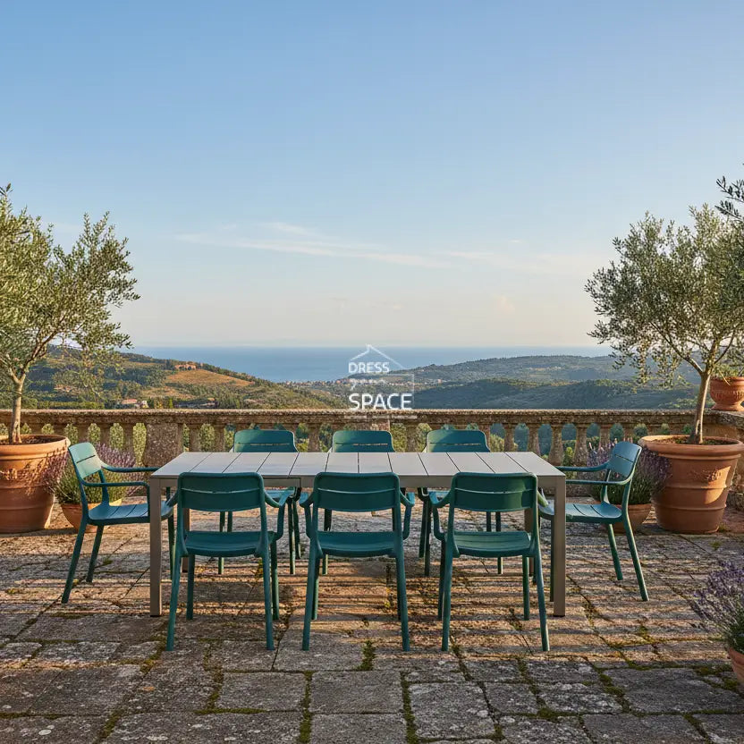 Nardi Rio Aluminium Taupe Ext. & Cassia Maya Arm Chairs 7 9 or 11 piece Dining Set - Outdoor Dining Set - Nardi