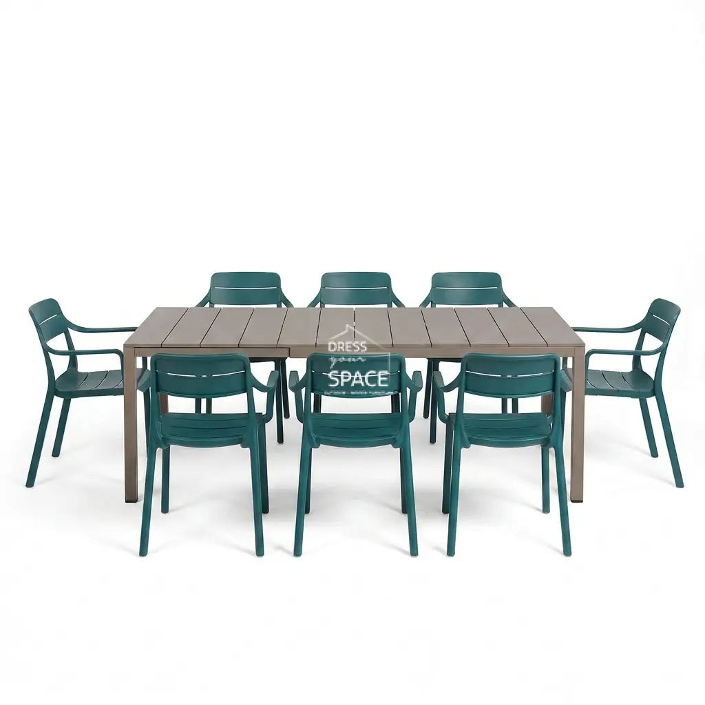 Nardi Rio Aluminium Taupe Ext. & Cassia Maya Arm Chairs 7 9 or 11 piece Dining Set - Outdoor Dining Set - Nardi
