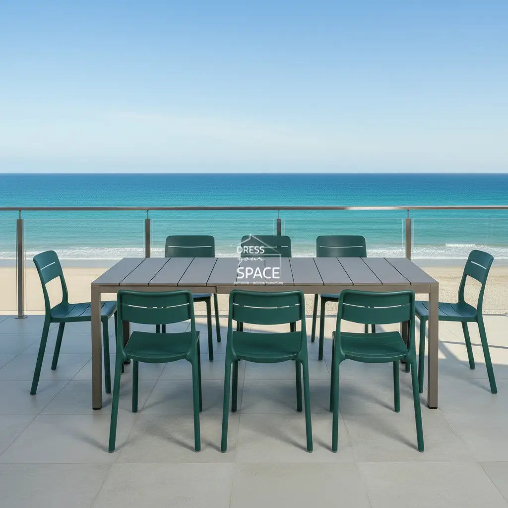 Nardi Rio Aluminium Taupe Ext. & Cassia Maya Armless Chairs 7 9 or 11 piece Dining Setting - Outdoor Dining Set - Nardi
