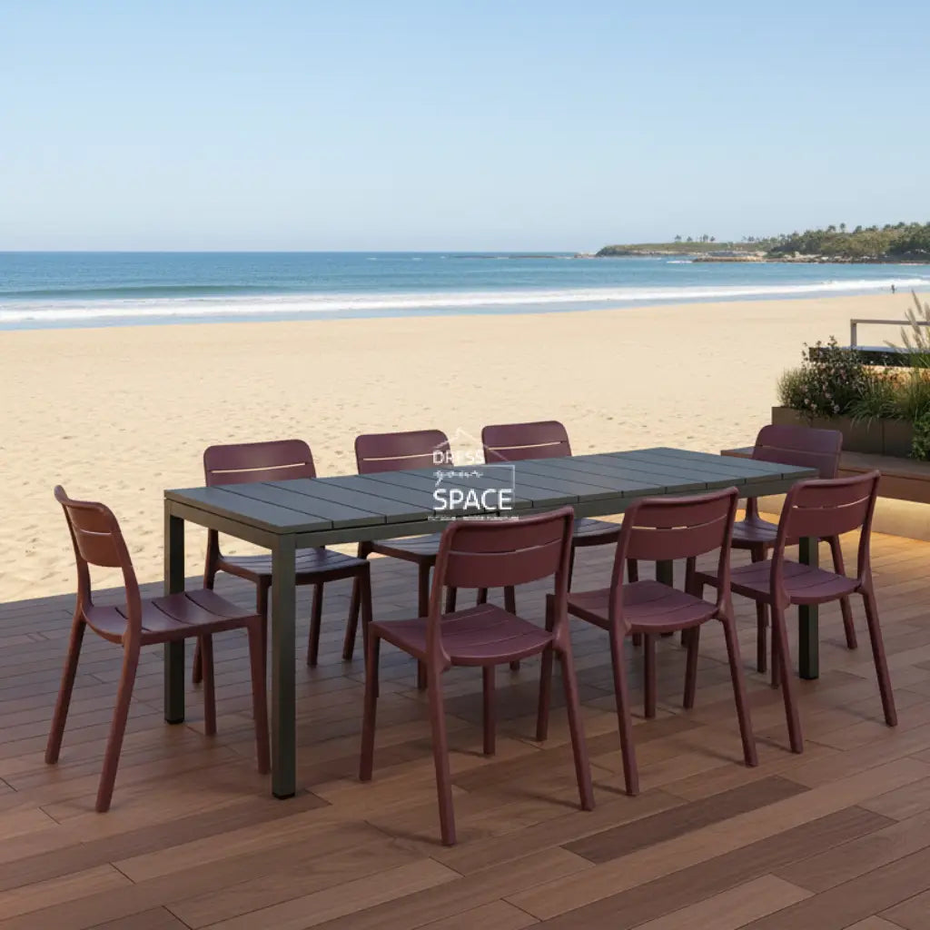 Nardi Rio Resin Anthracite Ext. & Cassia Borgogna Armless Chairs 7 9 or 11 piece Dining Setting - Outdoor Dining Set - Nardi
