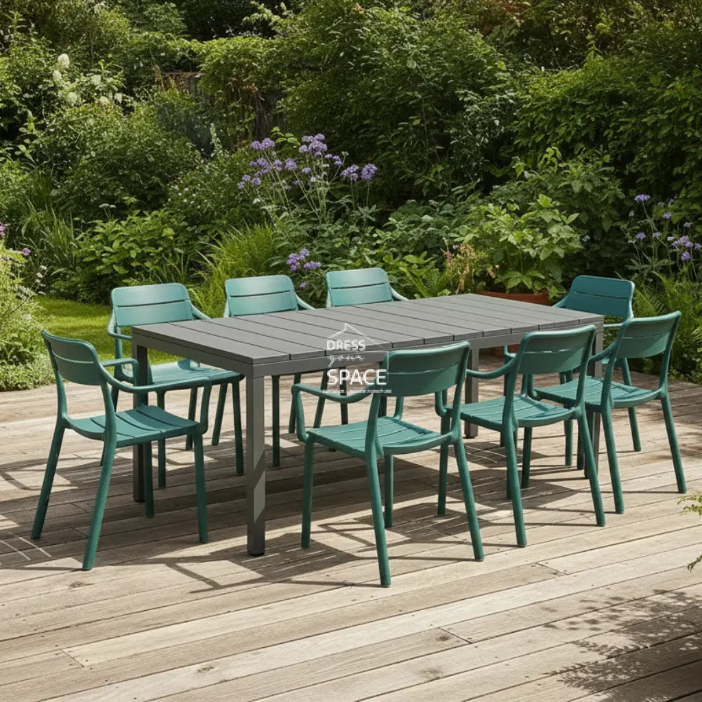 Nardi Rio Resin Anthracite Ext. & Cassia Maya Arm Chairs 7 9 or 11 piece Dining Setting - Outdoor Dining Set - Nardi