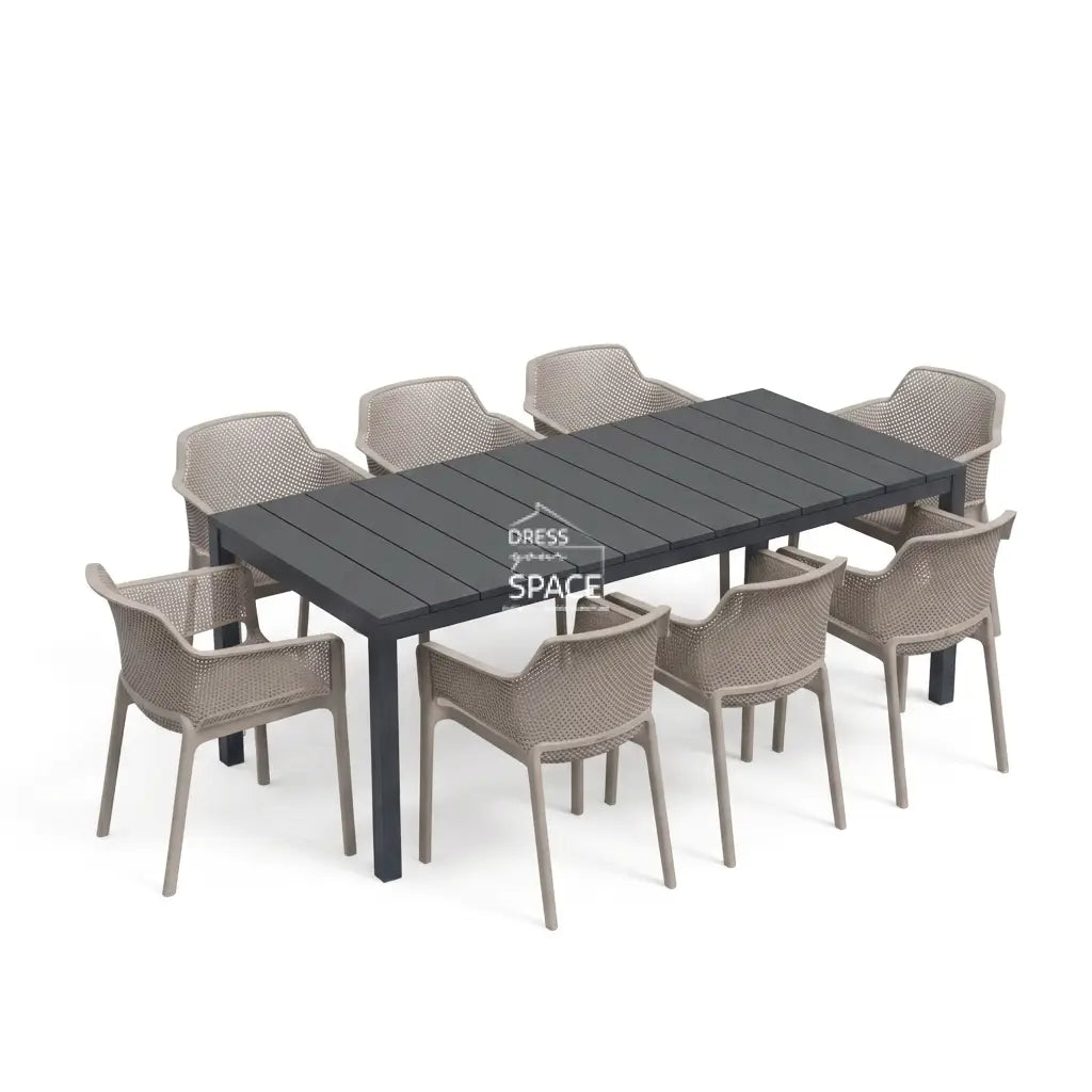 Eight-chair setting in taupe