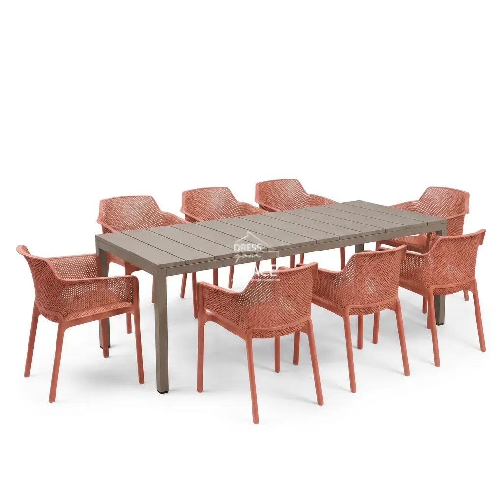 Nardi Rio Resin Extension Tortora (Taupe) Table & Net Anthracite (Carcoal) Chair 7 9 or 11 piece Dining Setting - Outdoor Dining Set - Nardi