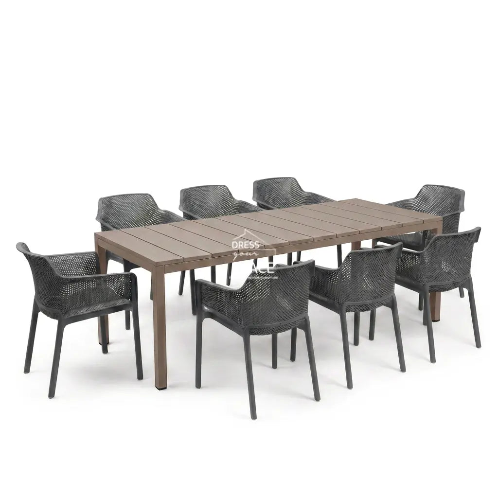 Nardi Rio Resin Extension Tortora (Taupe) Table & Net Anthracite (Charcoal) Chair 7 9 or 11 piece Dining Setting - Outdoor Dining Set