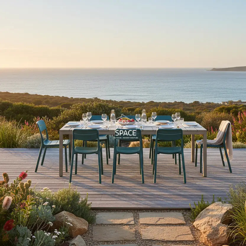 Nardi Rio Resin Taupe Ext. & Cassia Maya Armless Chairs 7 9 or 11 piece Dining Set - Outdoor Dining Set - Nardi