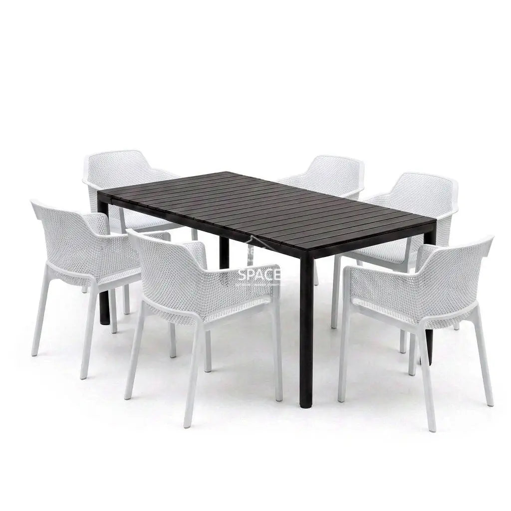 Nardi Tevere Anthracite Ext. & Net Bianco (White) Chairs 7 9 or 11 Piece Set - Outdoor Dining Set - Nardi