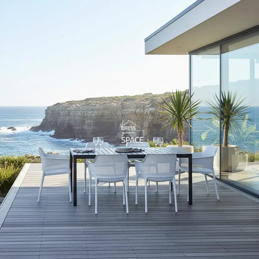 Nardi Tevere Anthracite Ext. & Net Bianco (White) Chairs 7 9 or 11 Piece Set - Outdoor Dining Set - Nardi