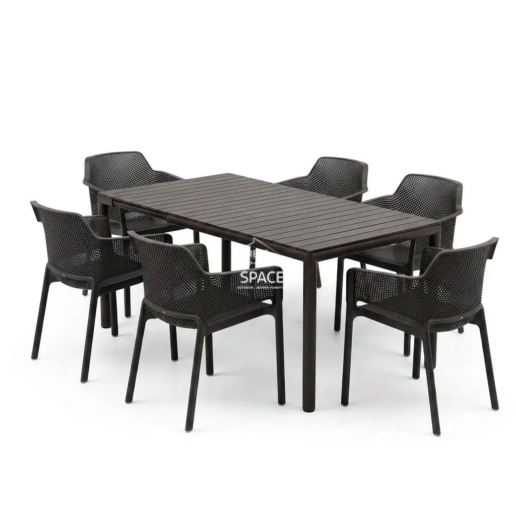 Nardi Tevere Anthracite Ext. & Net Anthracite Chairs 7 9 or 11 Piece Set - Outdoor Dining Set - Nardi