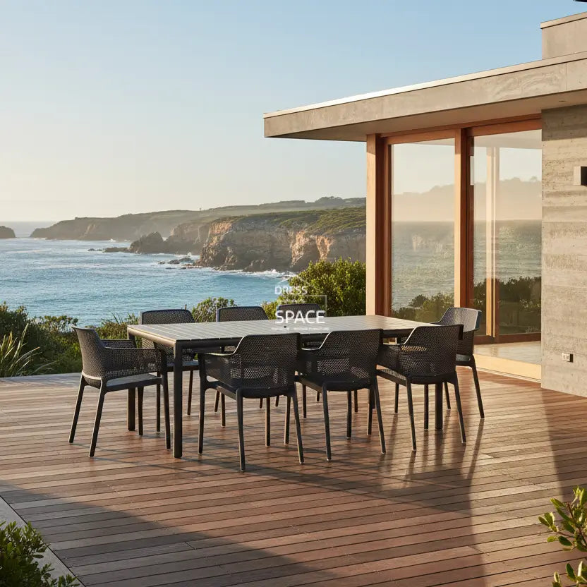 Nardi Tevere Anthracite Ext. & Net Anthracite Chairs 7 9 or 11 Piece Set - Outdoor Dining Set - Nardi
