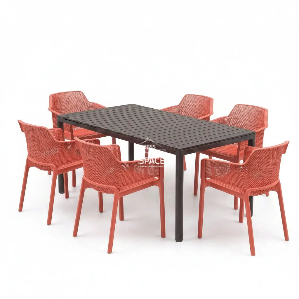 Nardi Tevere Anthracite Ext. & Net Corallo (Coral) Chairs 7 9 or 11 Piece Set - Outdoor Dining Set - Nardi