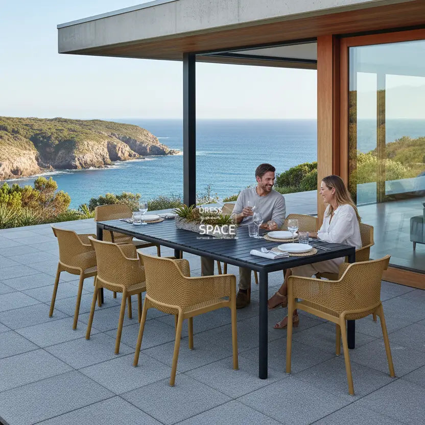 Nardi Tevere Anthracite Ext. & Net Senape (Mustard) Chairs 7 9 or 11 Piece Set - Outdoor Dining Set - Nardi
