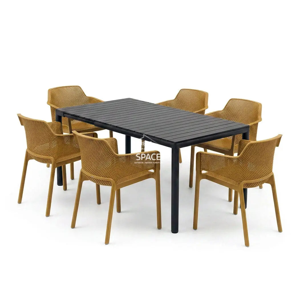 Nardi Tevere Anthracite Ext. & Net Senape (Mustard) Chairs 7 9 or 11 Piece Set - Outdoor Dining Set - Nardi