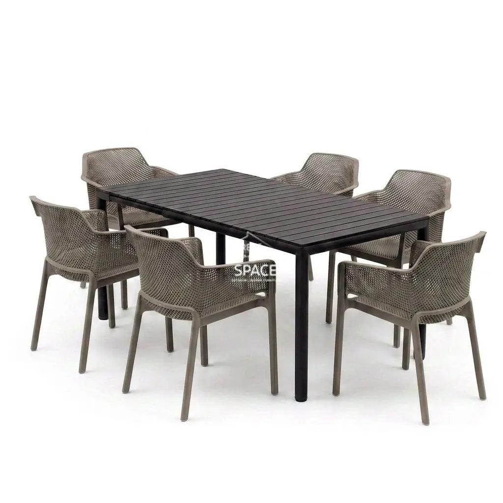 Nardi Tevere Anthracite Ext. & Net Tortora (Taupe) Chairs 7 9 or 11 Piece Set - Outdoor Dining Set - Nardi